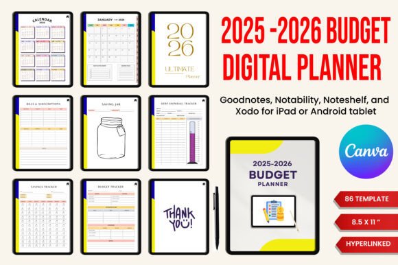 Download Digital 2025-2026 Budget Planner Canva - Premium Resources