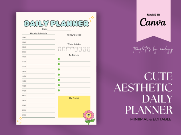 Download Cute Daily Planner Template for Canva - Planner template for canva Collection