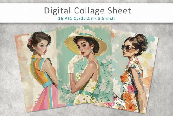 Download Woman 60's ATC Cards, Junk Journal Cards - Atc cards Collection