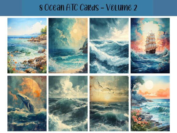 Download 8 Ocean ATC Cards for Junk Journals - Premium Bundle