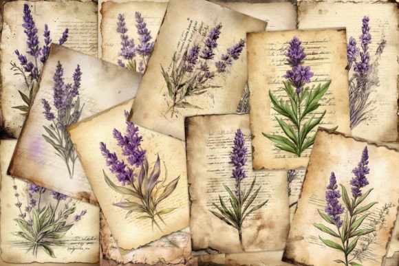 Download Lavander ATC Cards Junk Journal Ephemera - Atc cards Collection