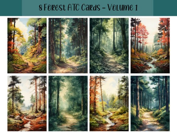 Download 8 Forest ATC Cards for Scrapbooking - Premium Resources