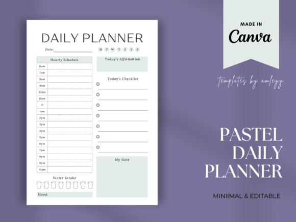 Download Pastel Daily Planner Template for Canva - Planner template for canva Collection