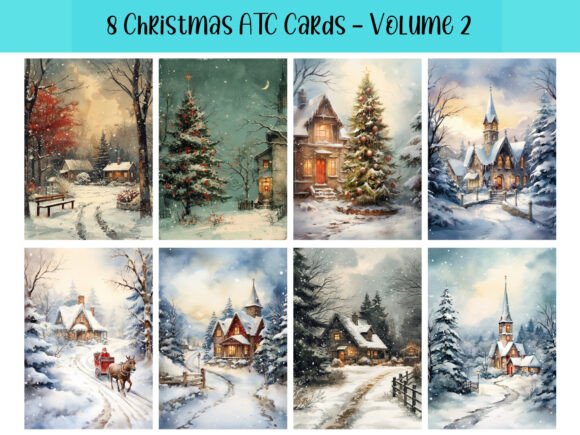 Download 8 Christmas ATC Cards for Junk Journals - Atc cards Collection